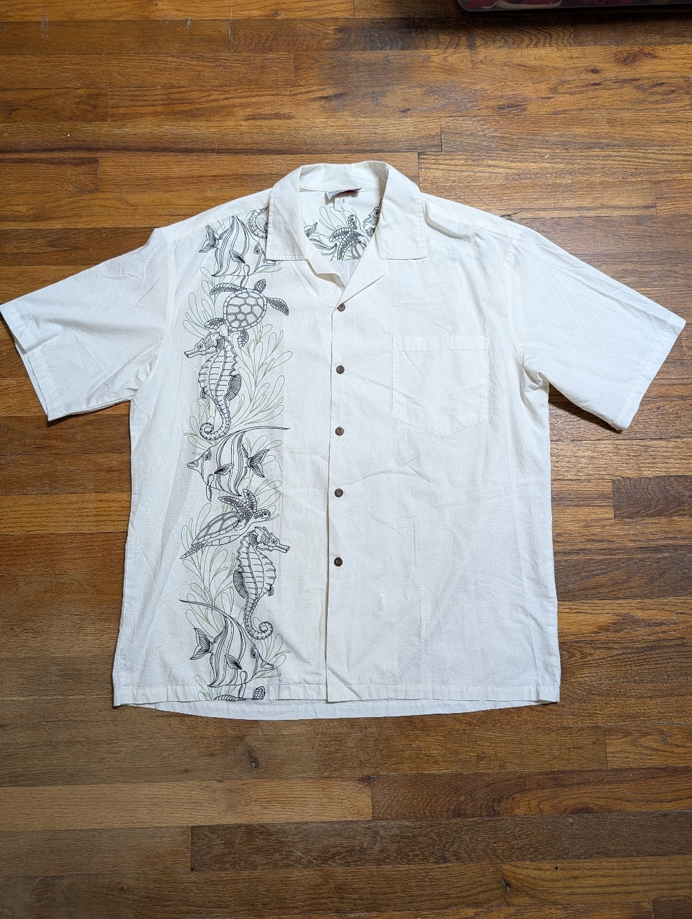 Mens Pacific Legend Hawaiian Shirt Button Front Sz XL Sea Animal Design Cotton